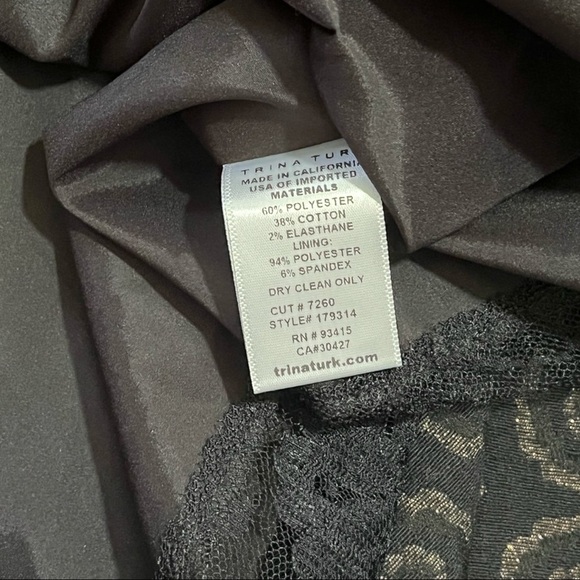 NWT Trina Turk Black Bronze Metallic Ruffled Hem Dress sz 0 - Picture 4 of 12